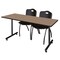 Regency Kobe T-Base Training Seminar Table W/ 2 M Stack Chairs, 66 in W, 24 in L, Noble Oak MKTRCT6624NO47BK - alternate 1