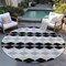 Homeroots 8' Black Ivory And Beige Round Geometric Washable Indoor Outdoor Area Rug 597874 - alternate 2