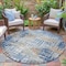 Homeroots 8' Navy Blue And Beige Round Geometric Washable Indoor Outdoor Area Rug 632007 - alternate 3