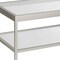 Homeroots 45" Clear Glass And Silver Steel Coffee Table With Shelf 520940 - alternate 2