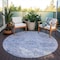 Homeroots 8' Sky Blue Ivory And Gray Round Damask Washable Indoor Outdoor Area Rug 603787 - alternate 3