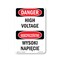 Signmission Safety Sign, OSHA Danger, 10" Height, High Voltage Bilingual, D-VP-1327 OS-DS-D-710-VP-1327 - alternate 1
