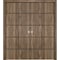 Sartodoors Sliding Closet Double Bi-fold Doors, Planum 0015 Walnut and Aluminum Strips, Sturdy Tracks Moldings PLANUM0015DBF-WLN-96 x 96 (4* 24x96) - alternate 1