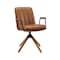 Homeroots 23" Brown Faux Leather Swivel Arm Chair 526382 - alternate 2