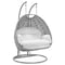 Leisuremod Mendoza Light Grey Wicker Hanging 2 person Egg Swing Chair with White Cushions MSCLGR-53W - alternate 1