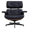 Homeroots 28" Black and Rosewood Tufted Genuine Leather Lounge Chair With Ottoman 636337 - alternate 3