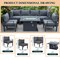 Leisuremod Chelsea 7-Piece Patio Sectional And Fire Pit Table Black Aluminum With Cushions, Black CSFBL-7BL - alternate 4