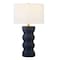 Homeroots 28" Navy Blue Ceramic Table Lamp With White Drum Shade 524415 - alternate 2