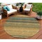 Homeroots 8' Wheat Brown And Teal Blue Round Striped Washable Indoor Outdoor Area Rug 614853 - alternate 1