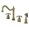 Kingston Brass Double-Handle Widespread Kitchen Faucet with Brass Sprayer, Antique Brass KB1793TXBS - alternate 1