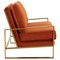 Leisuremod Jefferson Contemporary Velvet Loveseat with Gold Frame, Orange JAG53OR - alternate 3