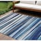 Homeroots 8' X 10' Navy Blue Ivory And Gray Striped Washable Indoor Outdoor Area Rug 597346 - alternate 1