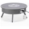 Leisuremod Walbrooke Outdoor Patio Aluminum Round Slats Design Fire Pit Side Table with Lid & Fire Glass, Grey WGRS-29-GL - alternate 2