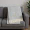 Homeroots 55" X 70" Gray White Herringbone Cotton Blend R Initial Throw Blanket with Tassels Embroidery 655541 - alternate 2