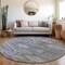Homeroots 8' Pewter And Blue Round Southwestern Washable Indoor Outdoor Area Rug 603559 - alternate 2