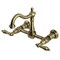 Kingston Brass Two-Handle Wall Mount Bridge Kitchen Faucet, Antique Brass KS1263AL - alternate 1