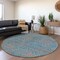 Homeroots 8' Teal Blue And Pink Round Abstract Washable Indoor Outdoor Area Rug 599840 - alternate 3