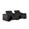 Homeroots 93in Black and Silver Italian Leather Power Reclining Loveseat With Storage 720570 - alternate 3