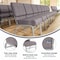 Flash Furniture Fabric Church Chair, Gray XU-CH0221-GY-SV-BAS-GG - alternate 3