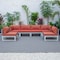 Leisuremod Chelsea 6-Piece Patio Sectional Weathered Grey Aluminum With Orange Cushions CSWGR-6OR - alternate 2