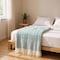 Homeroots 55" X 70" Sage Cotton Blend Woven Plush Throw Blanket with Fringe 632924 - alternate 2