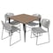 Regency Square Kahlo Breakroom Table W/ 4 Zeng Stack Chairs, 48 in W, 48 in L, Noble Oak TPL4848NOBK44GY - alternate 1