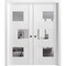 Vdomdoors Sliding French Double Pocket Doors 84x96 inches Opaque Glass Sete 6999 White Silk with Mirror Kit SETE6999DP-WS-8496 - alternate 1