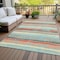 Homeroots 5' X 8' Sky Blue Pink And Gray Striped Washable Indoor Outdoor Area Rug 598933 - alternate 2