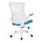 Office Star Products Ventilated Seating White Screen Back Manager's Chair, Linen Turquoise EM60926WH-F28 - alternate 3