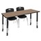 Regency Kee Mobile Adjustable Classroom Table W/ 2 Andy Stack Chairs, 72 in W, 30 in L, Noble Oak MT7230NOAPCBK40BK - alternate 1
