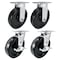 Hyw Products Heavy Duty Caster Set 8in Phenolic Wheels, 2 Rigid & 2 Swivel with Brake, 4PK 40-80R-A1-PH-2,40-80S-A1-PH-TB-2 - alternate 1