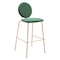 Homeroots Set of Two 30" Green and Gold Velvet and Steel Bar Height Bar Chairs, 2PK 555726 - alternate 1