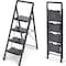 Wrightmaster 3.4 ft. Metal Folding Step Ladder, 8 ft. Reach, with Anti-slip Pedals 800 lbs. Load Capacity ZOR-WK21A-4-DF - alternate 1