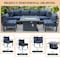Leisuremod Chelsea 7-Piece Patio Sectional And Fire Pit Table Black Aluminum With Blue Cushions CSFBL-7BU - alternate 2