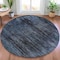 Homeroots 8' Charcoal And Gray Round Floral Washable Indoor Outdoor Area Rug 631019 - alternate 2