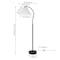 Jonathan Y Devon 60.5" Modern Glam Metal Arc LED Floor Lamp with Pleated Shade, Black/White JYL1148B - alternate 4