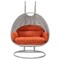 Leisuremod Mendoza Light Grey Wicker Hanging 2 person Egg Swing Chair with Orange Cushions MSCLGR-53OR - alternate 4
