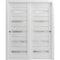 Sartodoors Sliding Closet Bypass Doors with Frosted Glass White 48x84 (2* 24x84) Solid Core Modern Interior QUADRO4445DBD-WS-4884 - alternate 3