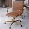 Leisuremod Harris Faux Leather Office Chair with Gold Frame, Light Brown HOG19LBRL - alternate 2