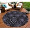 Homeroots 8' Purple Charcoal And Gray Round Medallion Washable Indoor Outdoor Area Rug 587718 - alternate 1