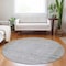 Homeroots 8' Taupe Beige And Blue Round Geometric Washable Indoor Outdoor Area Rug 581998 - alternate 4