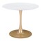 Homeroots 35" White and Gold Wood and Steel Pedestal Base Round Top Dining Table 602233 - alternate 1