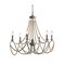 Jonathan Y Rustica 6-Light 27" Adjustable Greige Metal/Wood Bead LED Chandelier, Grey/Natural JYL9060A - alternate 1