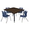 Regency Square Kee Adjustable Classroom Table W/ 4 Andy Stack Chairs, 48 in W, 48 in L, Neo Walnut TB4848NWAPBK45NV - alternate 1