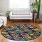 Homeroots 8' Black Yellow And Green Round Geometric Washable Indoor Outdoor Area Rug 609126 - alternate 3