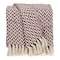 Homeroots 52" X 67" Burgundy And Ivory Cotton Woven Herringbone Throw Blanket with Tassels 476208 - alternate 1