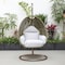 Leisuremod Beige Wicker Hanging Egg Swing Chair with Light Grey Cushions ESCBG-40LGR - alternate 5