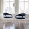 Armen Living Morgan Upholstered Dining Chair with Brushed Stainless Steel and Blue Fabric - Set of 2 LCMOSIBSBLU - alternate 3
