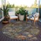 Homeroots 8' Gray Green And Terra Cotta Round Floral Washable Indoor Outdoor Area Rug 604158 - alternate 3