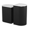 Homeroots Set of Two Black And White Solid Wood And Marble Oval Block End Tables 576795 - alternate 3